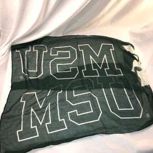 Michigan State Spartans Reversible Sheer Women's XL Scarf 78x18" Logo RARE